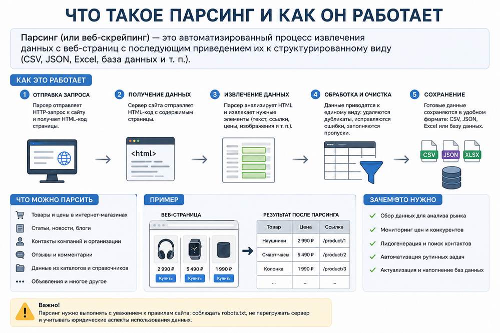 Парсинг: как собирать данные с сайтов и не тратить время впустую