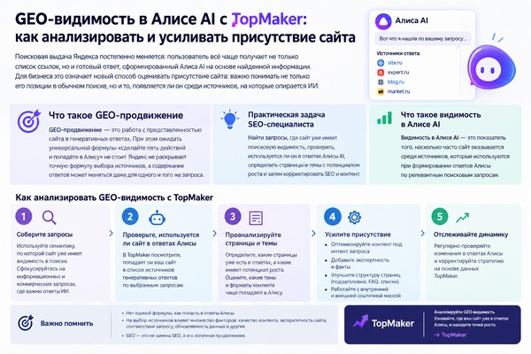 GEO видимость в Алисе AI с TopMaker