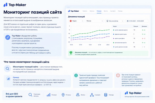 Мониторинг позиций сайта с Top-Maker